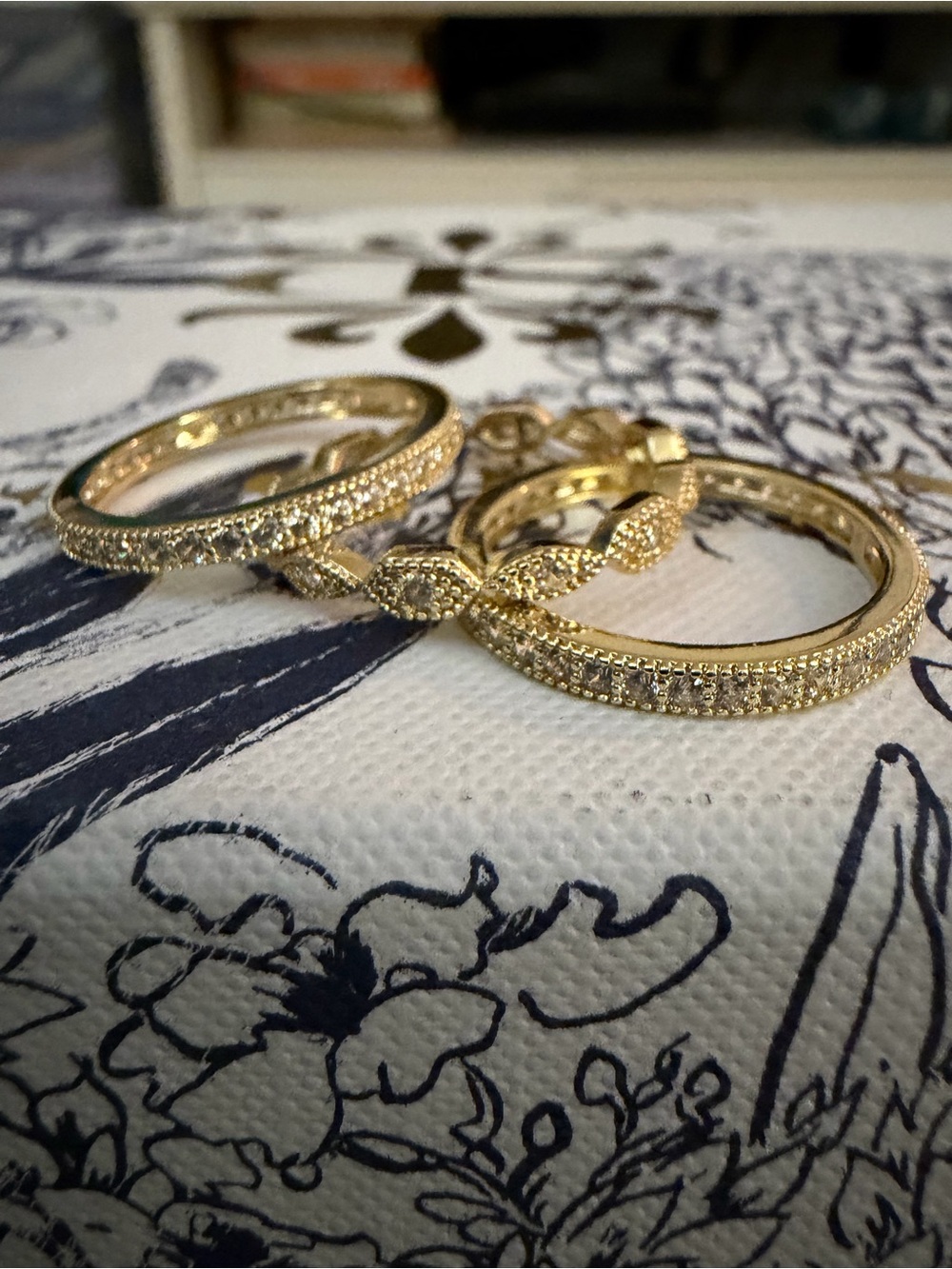 Gold Plated Pavé 3-Piece Ring Stack Set – Size 8 ✨ An instant statement stack.